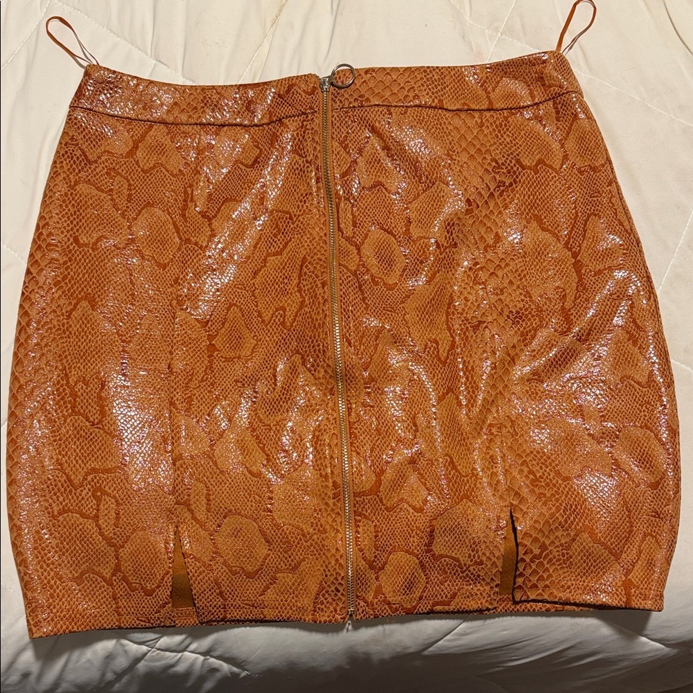 Privy Shimmering Snake Print Mini Skirt
